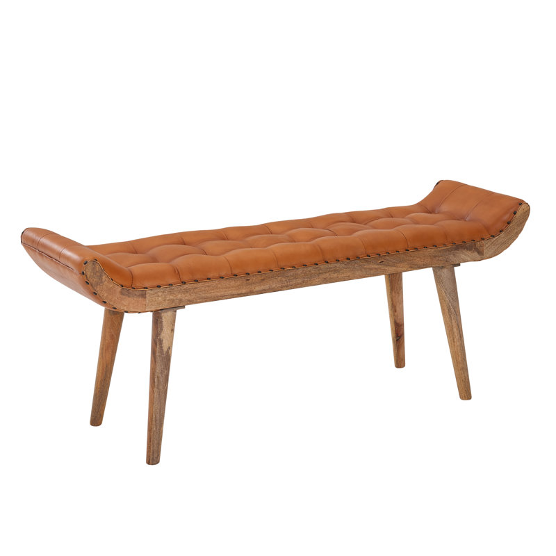 Tenorio Genuine Leather Upholstered Bench