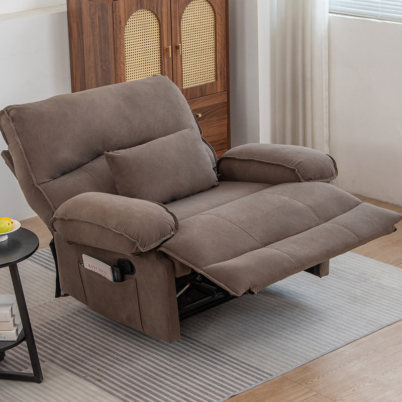 Fauteuil inclinable manuel surdimensionné pour le salon, Brun