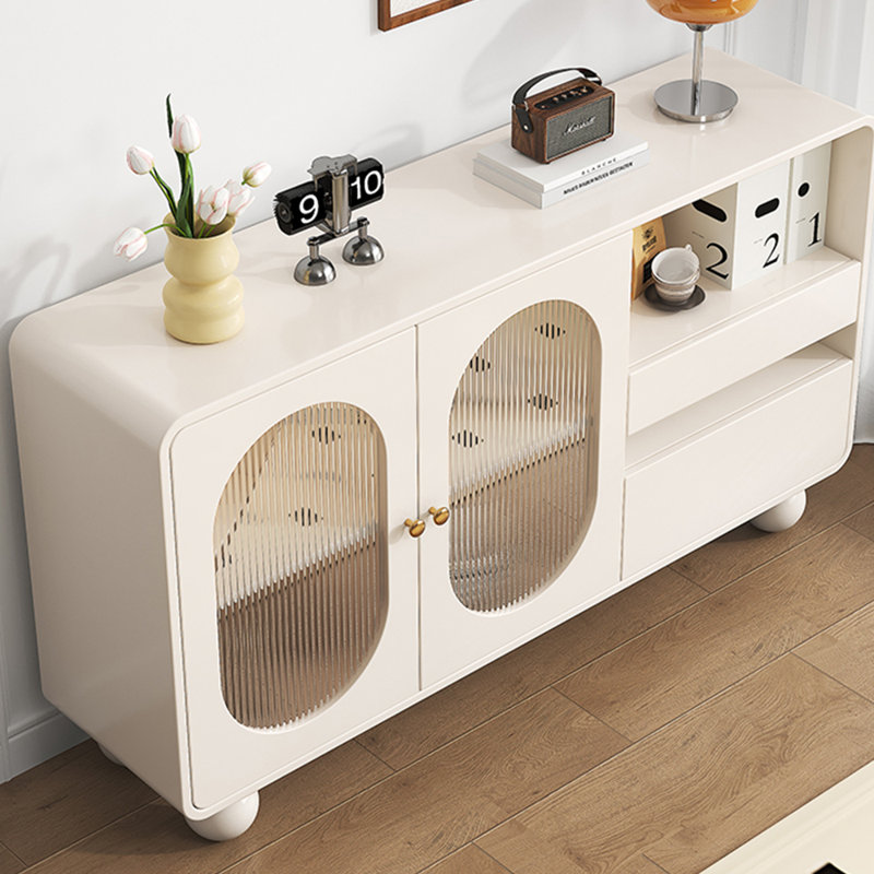 Buffet en bois massif crème exquis contre le mur 55,12