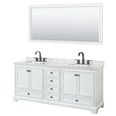 Deborah 80'' Double Bathroom Vanity with Marble Top