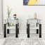 Ensemble de 2 tables à thé / café / bout carrées modernes en verre trempé pour le salon, transparent / noir | Idée de cadeau-1379601151-1379601146