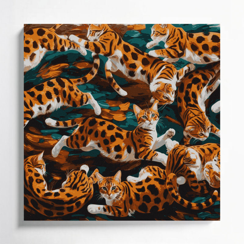 Chat brun du Bengale, art mural sur toile, H 16 po x l 16 po