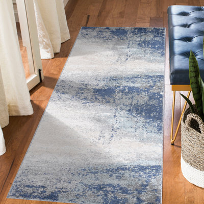 Melinda Transitional Abstract Durable Performance Blue/Beige Area Rug