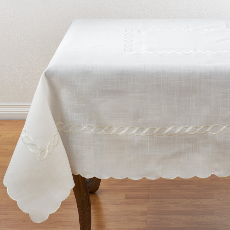 Penniman Braided Embroidery Tablecloth, 120" L x 67" W