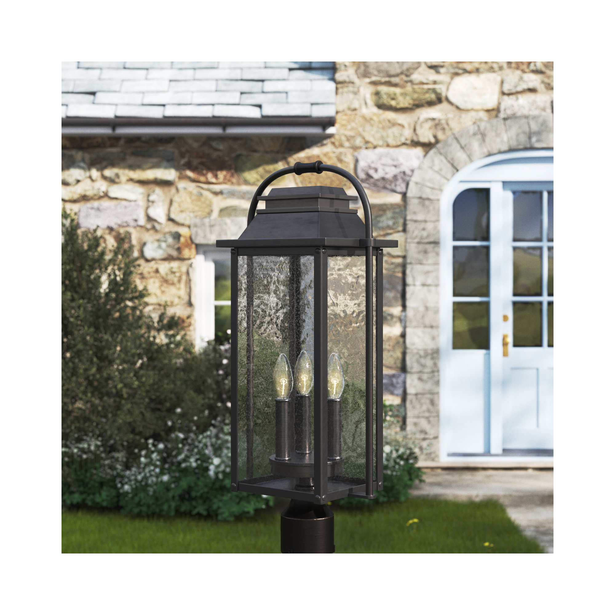 Newson Seeded Metal Outdoor Lantern Head, Antique Bronze