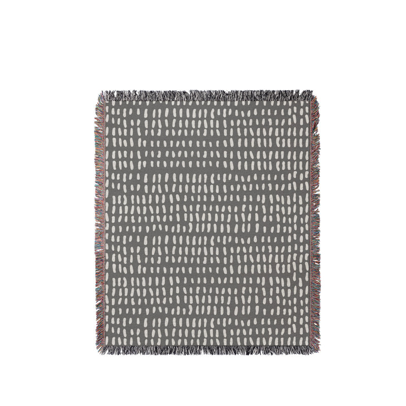 Jeté en coton à imprimé abstrait Kola, Gris, 60 x 60