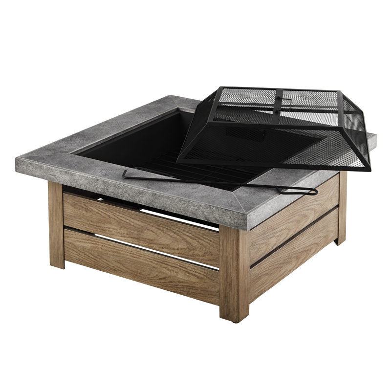 Honeycomb Edisto Outdoor Wood Burning Firepit, Oak Woodgrain Frame