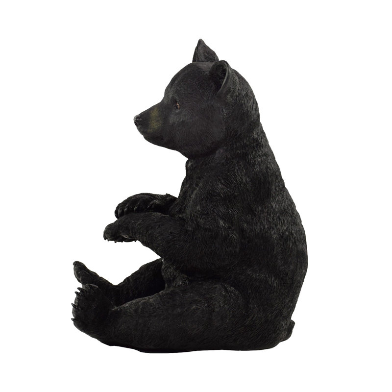 Rustic Black Bear Poly-Resin 12" Sitting Statue