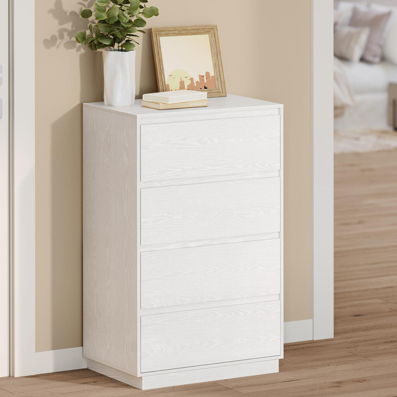 Choinski 23.7" W 4-Drawer Manufactured Wood Vertical Chest, Snow White