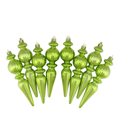 Shiny Ribbed Shatterproof Christmas Finial Ornament