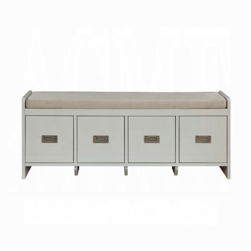 Banc en tissu beige avec rangement Nantucket