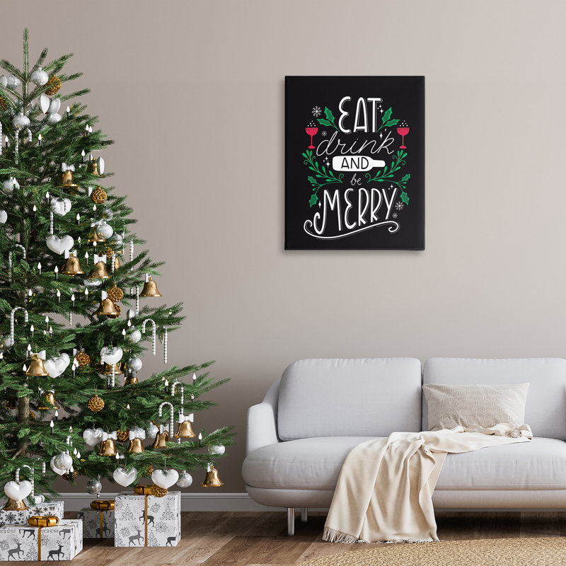 "Eat Drink and Merry Xmas", art mural par Louise Allen Designs, H 40 po x l 30 po