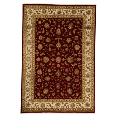 Hand-Knotted High-Quality Red and Ivory Area Rug