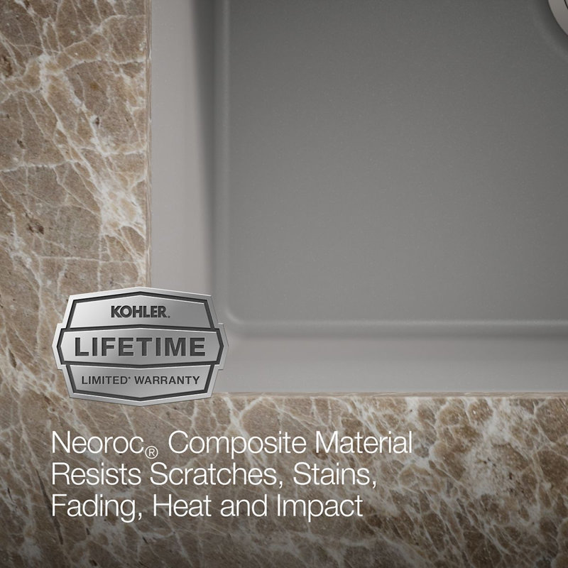 Cairn® Neoroc 27-1/2" x 18-5/16" x 9-1/2" Undermount Kitchen Sink, Matte Gray