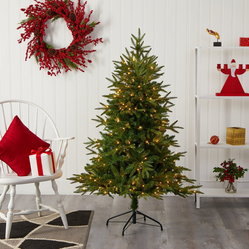 Green Lighted Artificial Christmas Tree, 5' H