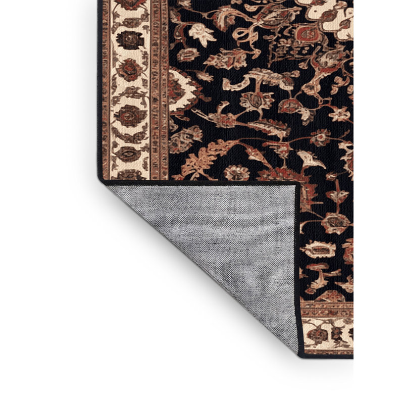Tapis brun lavable à la machine, Rond 3 pi