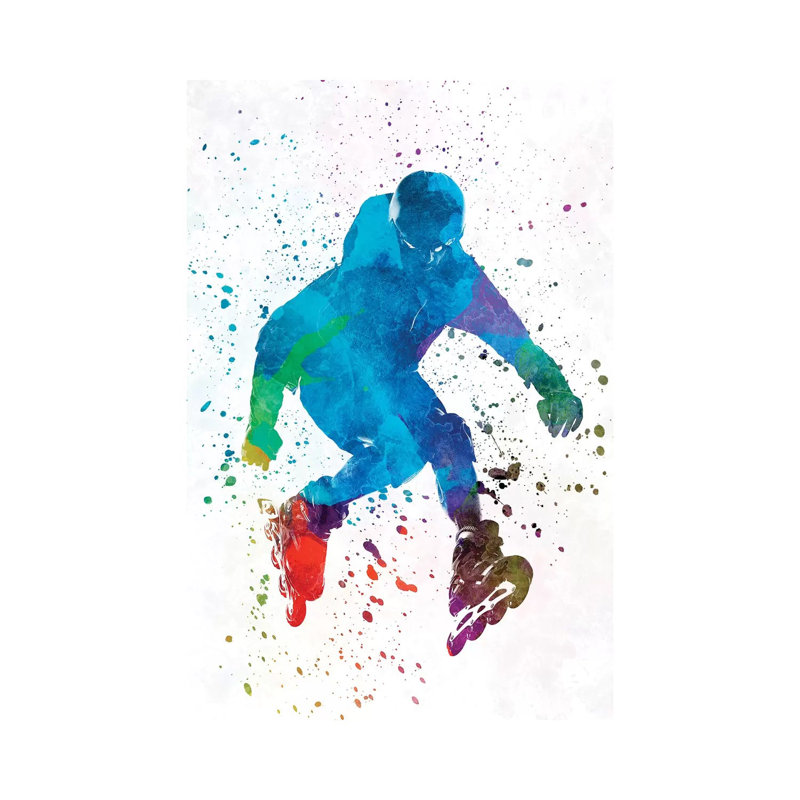 Man Roller Skater Inline in Watercolour I 1 Piece Wrapped Canvas Painting, 45.72cm H x 30.48cm W x 1.91cm D