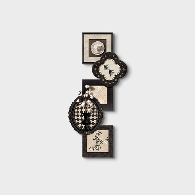 Art mural noir et blanc en grès, H 39,37 po x l 18,5 po
