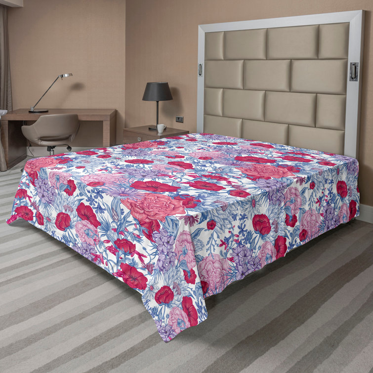 Ambesonne, drap plat floral pivoines, art botanique printanier