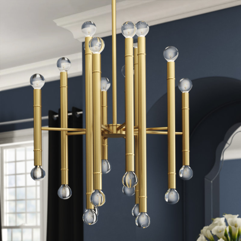 Lustre 24 lumières Meridian en laiton naturel