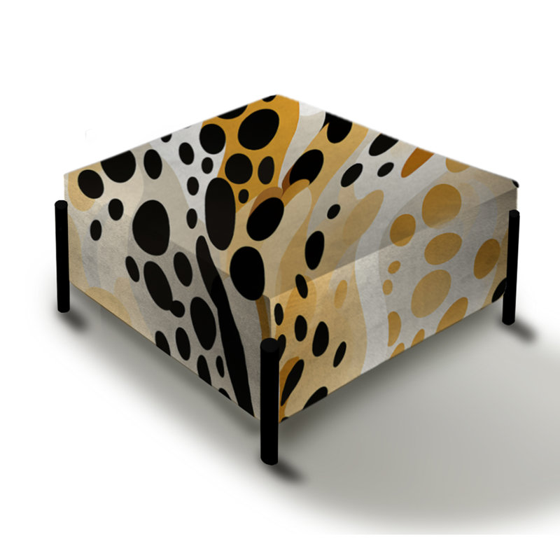 Demars Totnes Desert Mirage noir et beige - grand repose-pieds carré abstrait