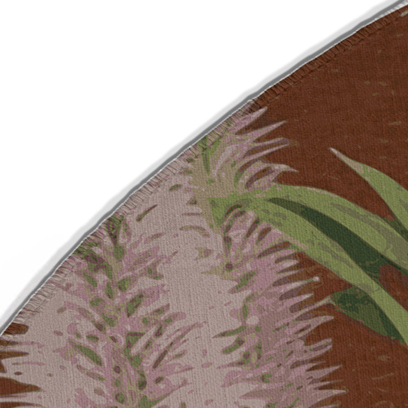 Tapis d'intérieur et d'extérieur brun Botanical, Rond 5 pi