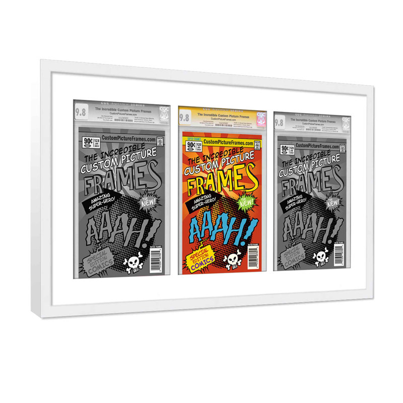 Wood Picture Frame with Mat, White/White