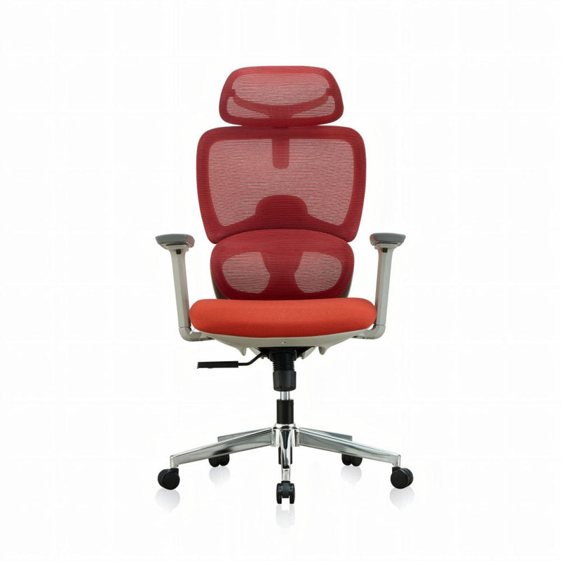 Polyester Office Chair with Headrest, Red