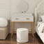 31 po d'économie d'espace, 1 tiroir à fermeture en douceur, rangement intégré, pieds dorés, tabouret en polyuréthane, décoration glamour pour les petites chambres