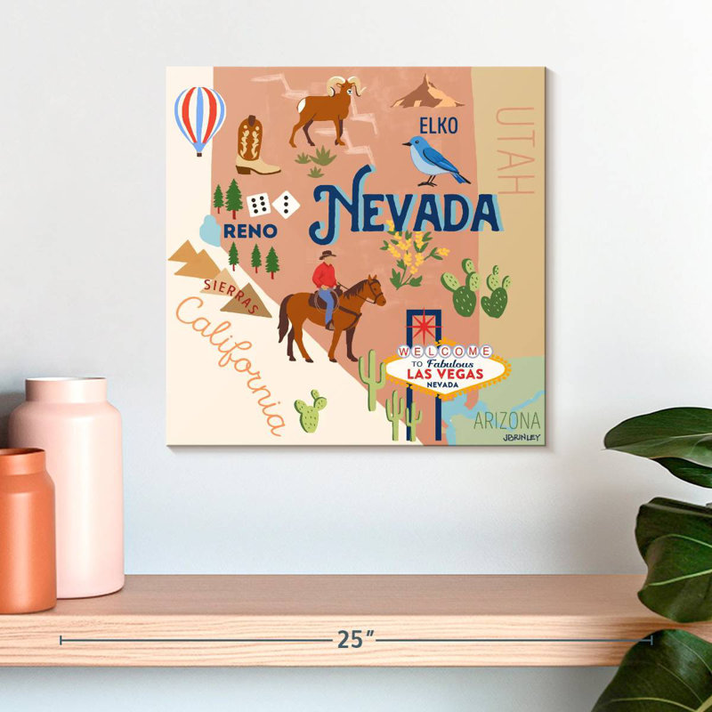 Cartes Aliaz State - Attraits du Nevada, H 16 po x l 16 po
