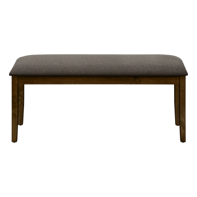 Banc, 44 po rectangulaire, rembourré, bois, salle à manger, cuisine, entrée, bois massif brun, tissu brun, transitionnel