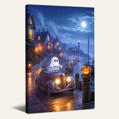 Art mural blanc sur toile, "White Ghost Drive"