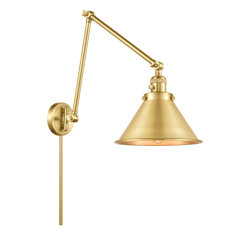 Lampe à bras pivotant à 1 lumière à intensité variable Paylor, Ampoule incandescente rétro de 60 watts, Or satiné, Or satiné
