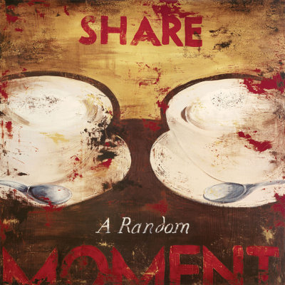 « share a instant random » par rodney’s, affiche rétro blanche sur toile tendue