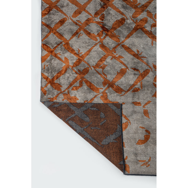 Rapture Orange/Gray Abstract Luxury Area Rug, Rectangle 7'10" x 9'10"