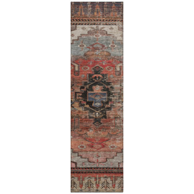 Machine Washable Indoor/Outdoor Xhevrie Paprika Rug