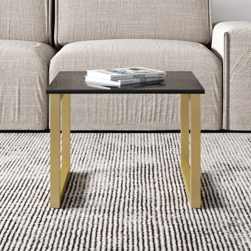 Edwill 23.6" Coffee Table with High Gloss Finish, Black
