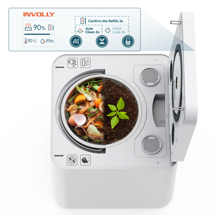 Calmdo Involly Electric Kitchen Composter, One-Touch Turn Food Waste to  Compost & Reviews