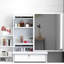 Élégant meuble-lavabo avec lumières réglables - 4 tables, miroir blanc 4 tiroirs, meubles