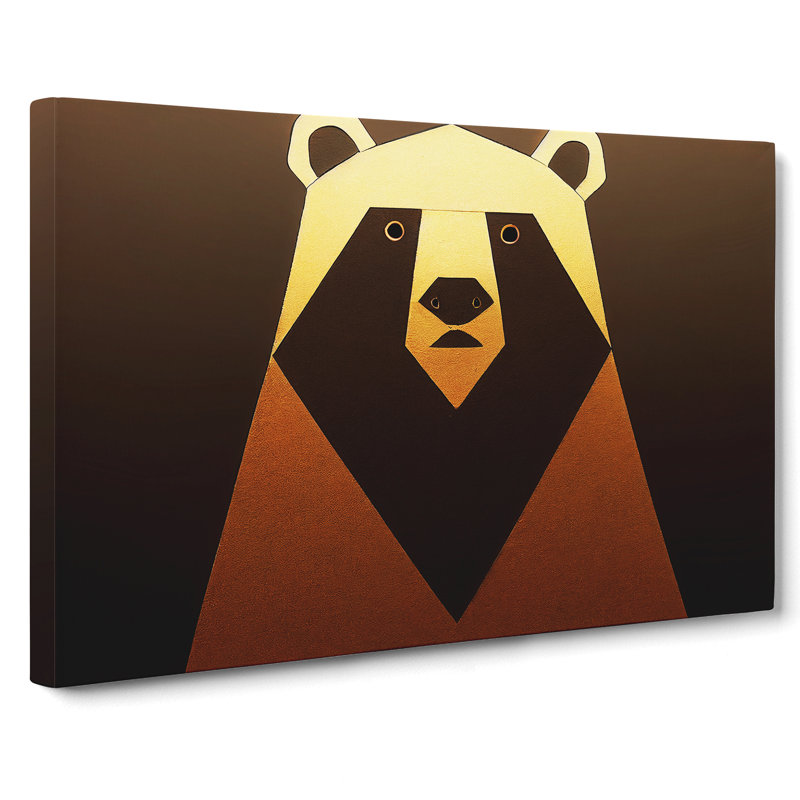 Golden Abstract Bear - Wrapped Canvas Print, 35cm H x 50cm W x 3cm D