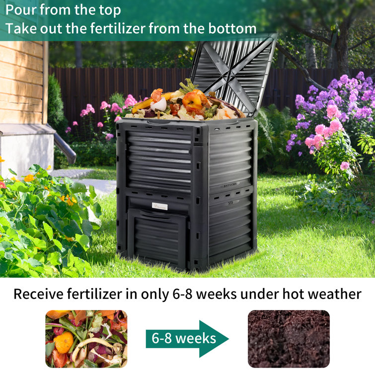 Outsunny Garden Compost Bin 80 Gallon Large Outdoor Compost Container with Easy Assembly