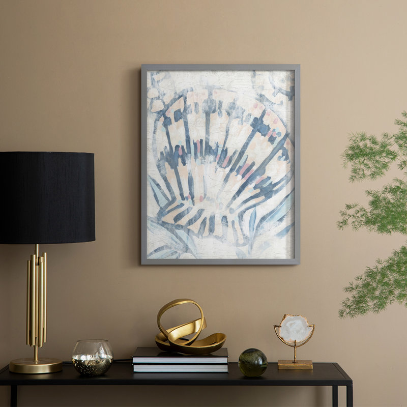Reproduction encadrée «Beach Shell Fresco III» - bois massif, Gris, H 15 po x l 12 po