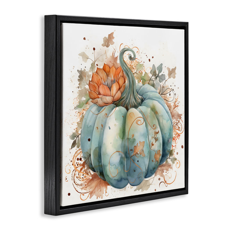 Cadre flottant Boho Pumpkin & Blossom, design Creative Studio, Cadre flottant noir de jais, H 18 po x l 18 po