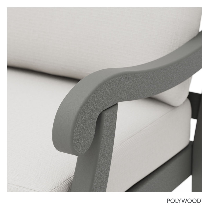Canapé POLYWOOD x Birch Lane Verlyn, Coussin en lin naturel / structure gris ardoise
