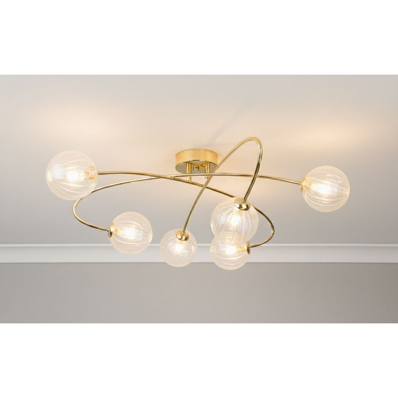 Glass Flush Mount, Brass, 6
