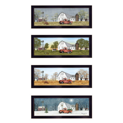 Set Of Four Billy Jacobs Four Seasons Collection V 4-Piece Black Frame 3 Black Framed Print Wall Art