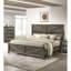 Ensemble de 3 grands lits rustiques gris avec grand lit et 2 tables de chevet au design unique