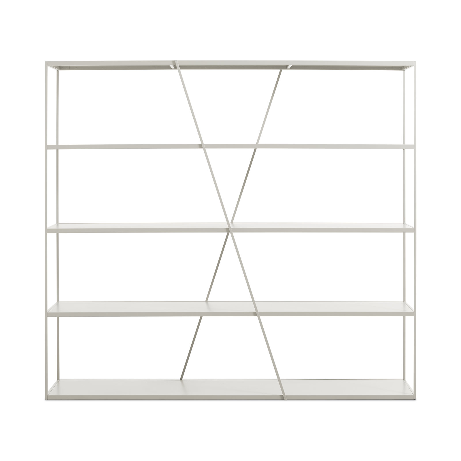 NeedWant Etagere Bookcase, Putty, (4 Shelves) 73" H x 80" W x 19" D