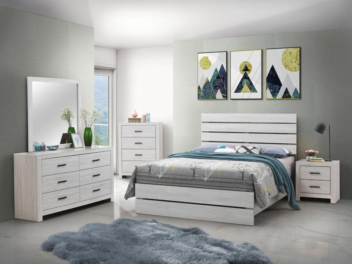 Ebern Designs Kesha 4-Piece Queen Panel Bedroom Set Coastal White | Wayfair