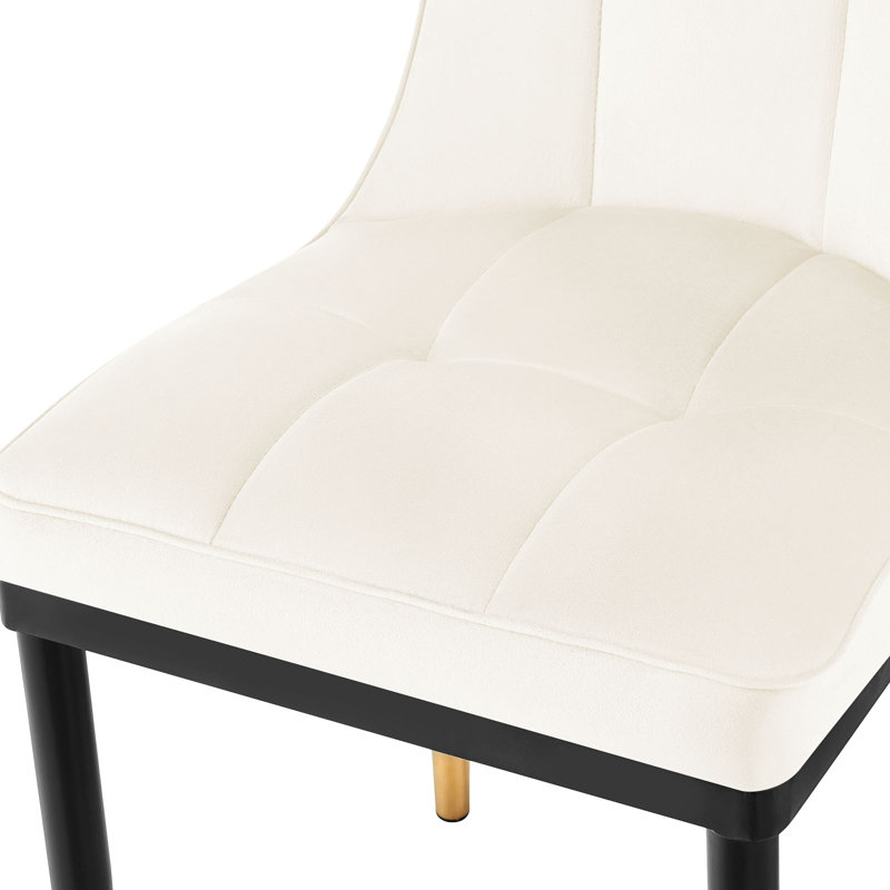 Chaise Parsons rembourrée et revêtue de velours, Crème